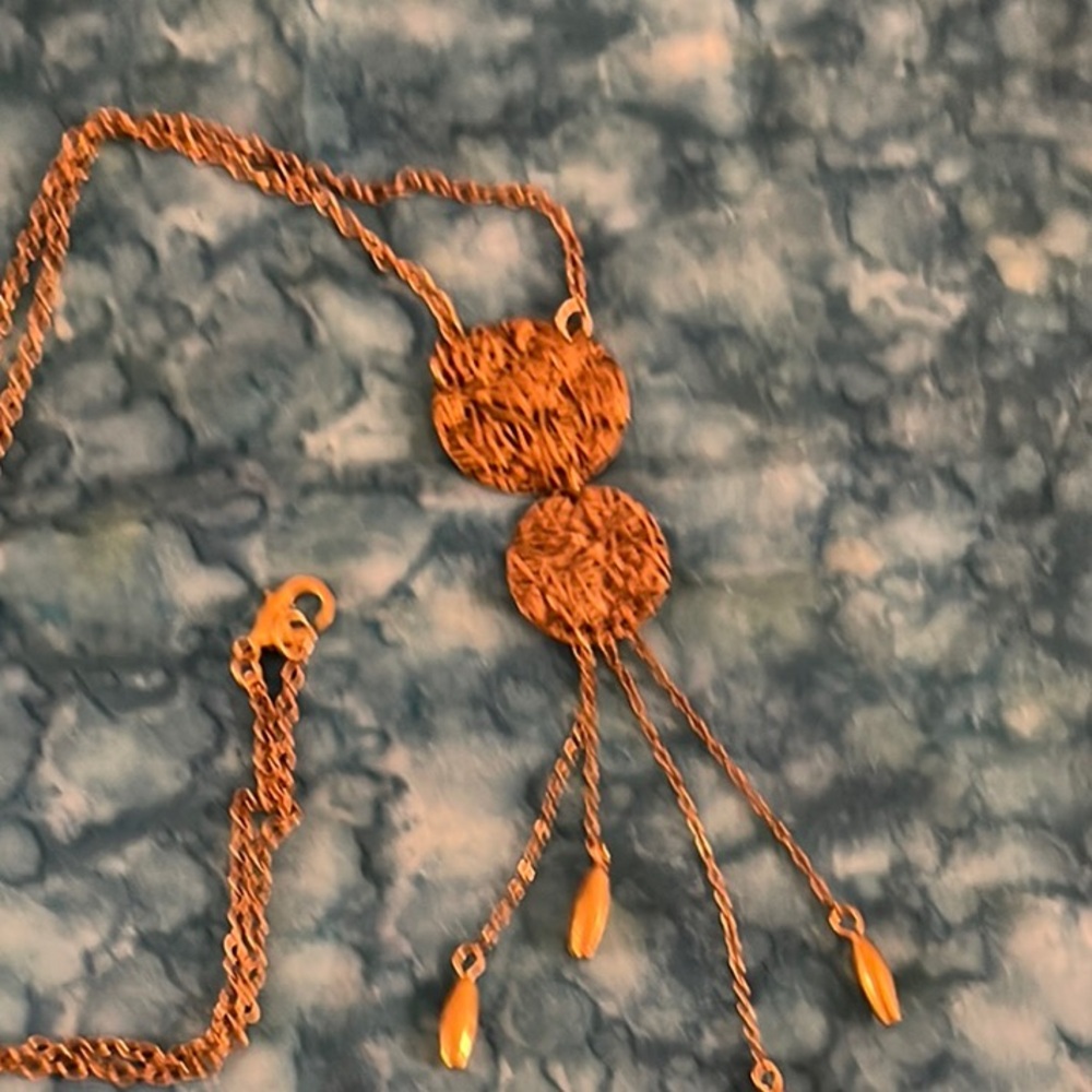 Vintage Gold Geometric Necklace with Tassel Accents